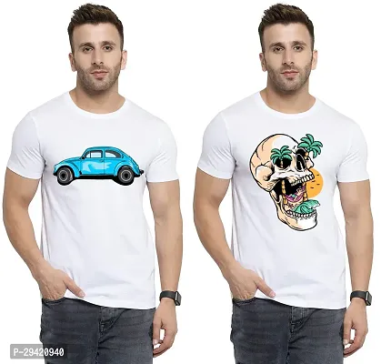 Stylish White Polycotton T-Shirt For Men Pack Of 2