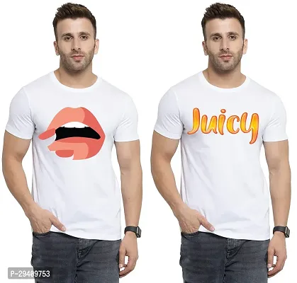 Comfortable White Polycotton Tees For Men Pack Of 2