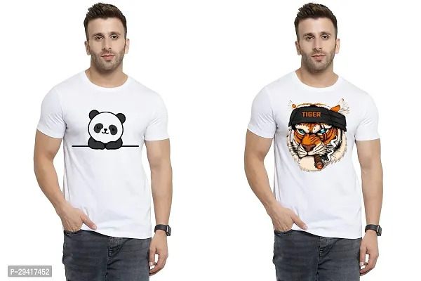 Comfortable White Polycotton Tees For Men Pack Of 2