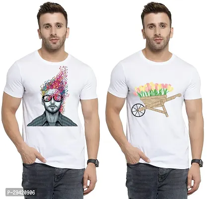 Stylish White Polycotton T-Shirt For Men Pack Of 2