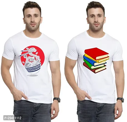 Comfortable White Polycotton Tees For Men Pack Of 2