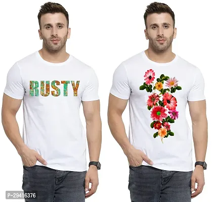 Comfortable White Polycotton Tees For Men Pack Of 2