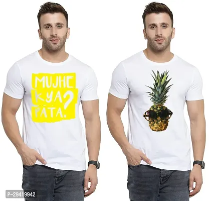 Stylish White Polycotton T-Shirt For Men Pack Of 2