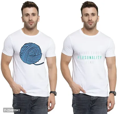 Comfortable White Polycotton Tees For Men Pack Of 2