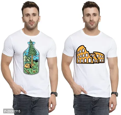 Reliable White Polycotton Printed T-Shirt For Men Pack Of 2