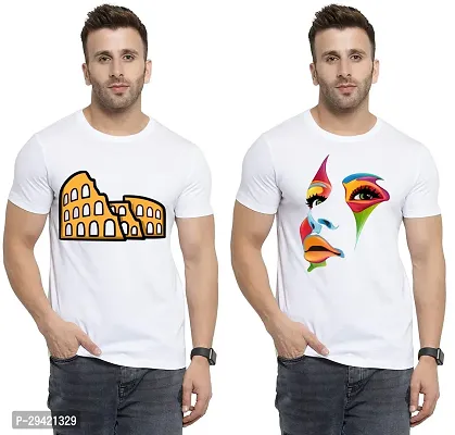 Stylish White Polycotton T-Shirt For Men Pack Of 2