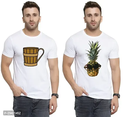 Stylish White Polycotton T-Shirt For Men Pack Of 2-thumb0