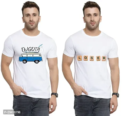 Stylish White Polycotton T-Shirt For Men Pack Of 2