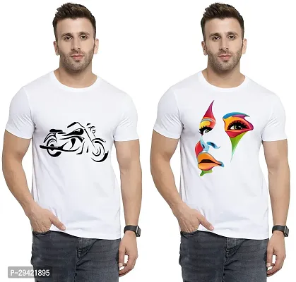 Stylish White Polycotton T-Shirt For Men Pack Of 2