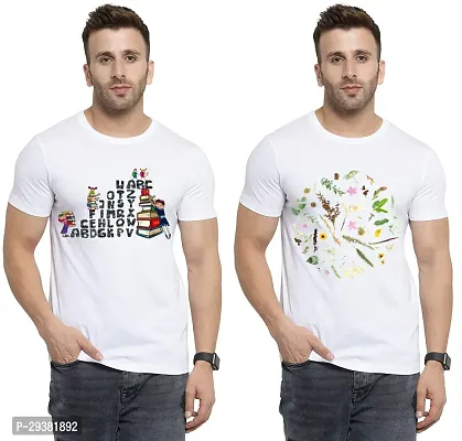 Reliable White Polycotton Printed T-Shirt For Men Pack Of 2-thumb0