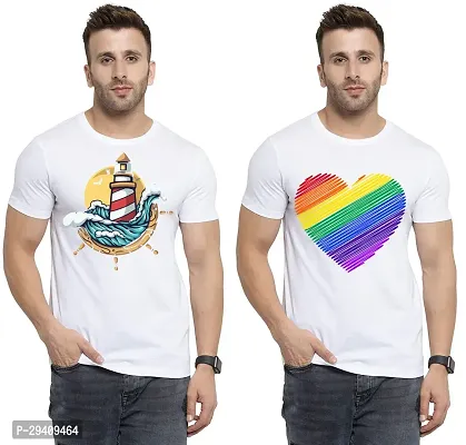 Comfortable White Polycotton Tees For Men Pack Of 2