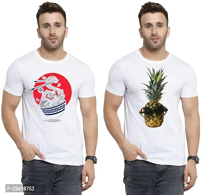 Comfortable White Polycotton Tees For Men Pack Of 2