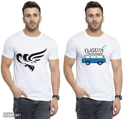 Comfortable White Polycotton Tees For Men Pack Of 2