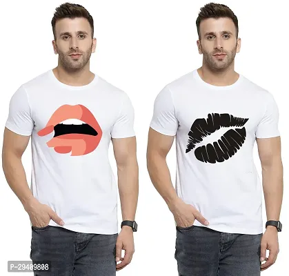 Comfortable White Polycotton Tees For Men Pack Of 2