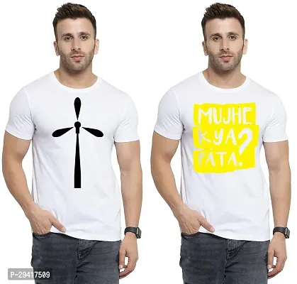 Comfortable White Polycotton Tees For Men Pack Of 2