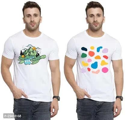 Comfortable White Polycotton Tees For Men Pack Of 2