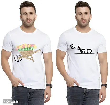 Stylish White Polycotton T-Shirt For Men Pack Of 2