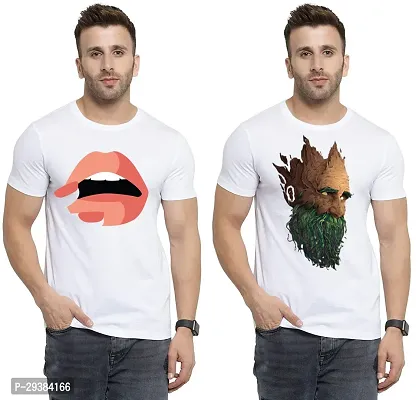 Reliable White Polycotton Printed T-Shirt For Men Pack Of 2-thumb0