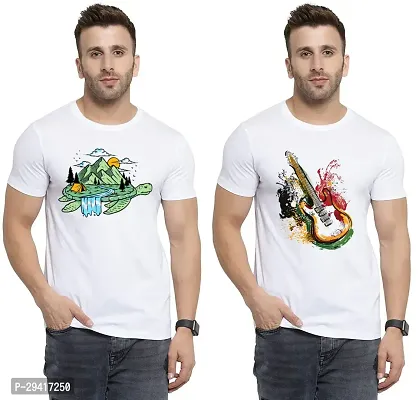 Comfortable White Polycotton Tees For Men Pack Of 2