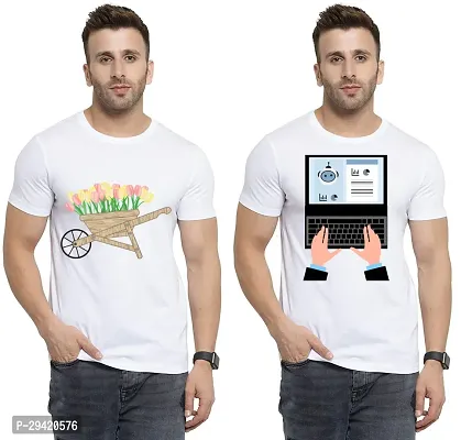 Stylish White Polycotton T-Shirt For Men Pack Of 2