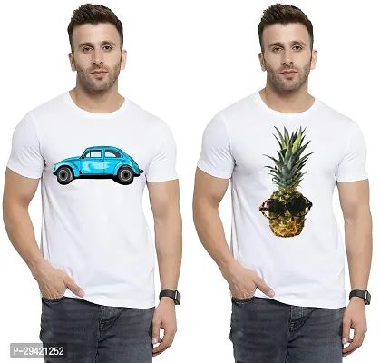 Stylish White Polycotton T-Shirt For Men Pack Of 2-thumb0