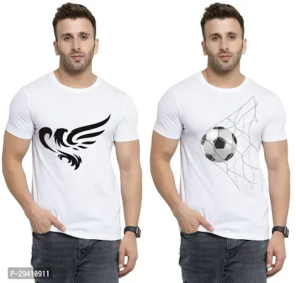 Comfortable White Polycotton Tees For Men Pack Of 2