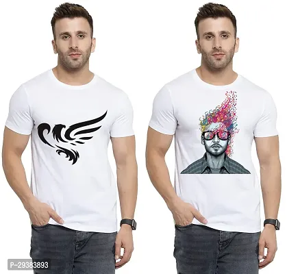 Reliable White Polycotton Printed T-Shirt For Men Pack Of 2-thumb0