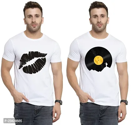 Stylish White Polycotton T-Shirt For Men Pack Of 2-thumb0