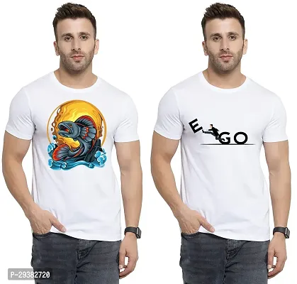 Reliable White Polycotton Printed T-Shirt For Men Pack Of 2