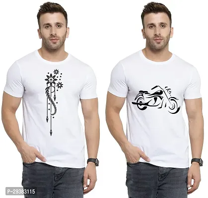 Reliable White Polycotton Printed T-Shirt For Men Pack Of 2-thumb0