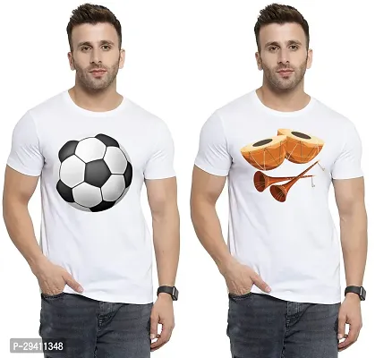 Comfortable White Polycotton Tees For Men Pack Of 2