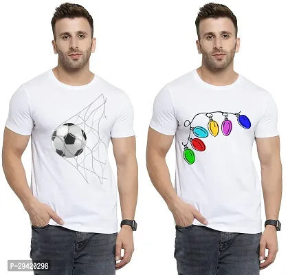 Stylish White Polycotton T-Shirt For Men Pack Of 2-thumb0