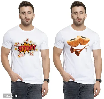 Reliable White Polycotton Printed T-Shirt For Men Pack Of 2-thumb0