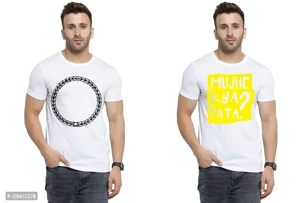 Comfortable White Polycotton Tees For Men Pack Of 2