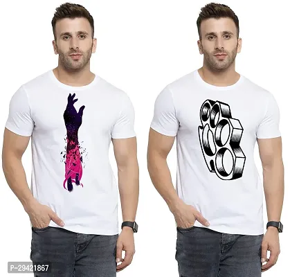 Stylish White Polycotton T-Shirt For Men Pack Of 2