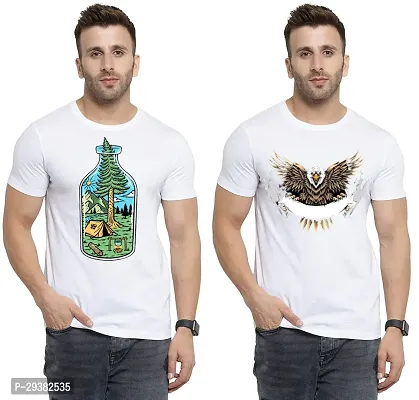 Reliable White Polycotton Printed T-Shirt For Men Pack Of 2-thumb0