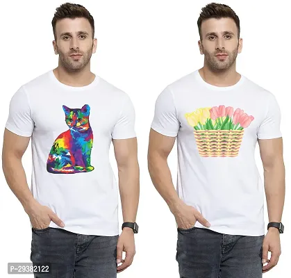 Reliable White Polycotton Printed T-Shirt For Men Pack Of 2-thumb0