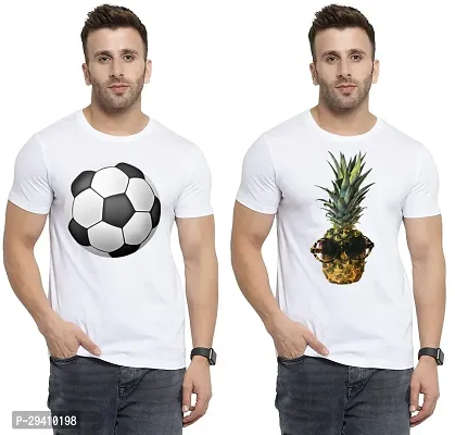 Comfortable White Polycotton Tees For Men Pack Of 2