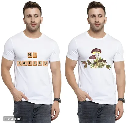 Comfortable White Polycotton Tees For Men Pack Of 2