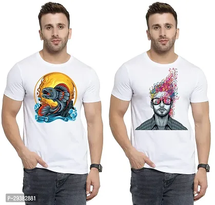 Reliable White Polycotton Printed T-Shirt For Men Pack Of 2-thumb0