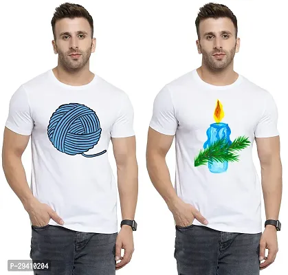 Comfortable White Polycotton Tees For Men Pack Of 2