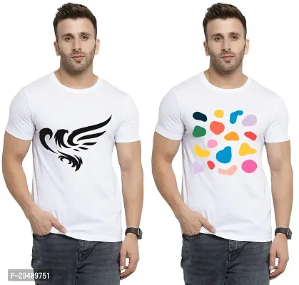 Comfortable White Polycotton Tees For Men Pack Of 2