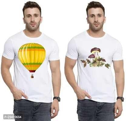 Stylish White Polycotton T-Shirt For Men Pack Of 2-thumb0