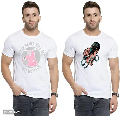 Stylish White Polycotton T-Shirt For Men Pack Of 2-thumb0