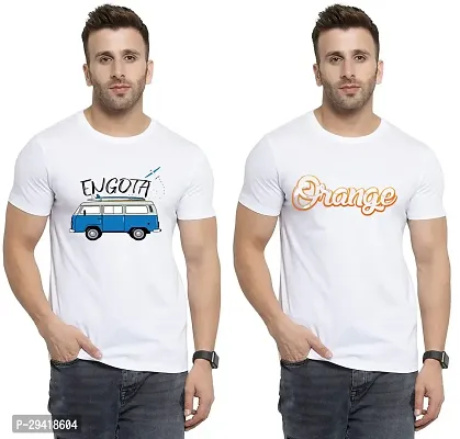 Stylish White Polycotton T-Shirt For Men Pack Of 2