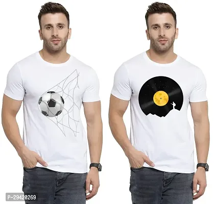 Stylish White Polycotton T-Shirt For Men Pack Of 2-thumb0