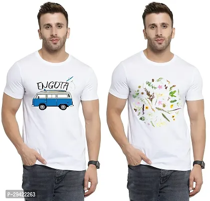 Stylish White Polycotton T-Shirt For Men Pack Of 2