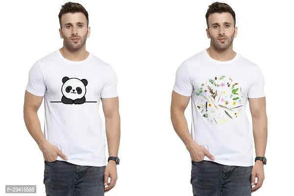 Comfortable White Polycotton Tees For Men Pack Of 2