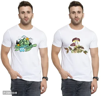 Comfortable White Polycotton Tees For Men Pack Of 2