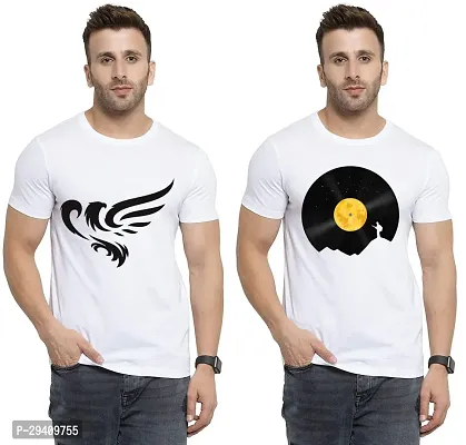 Comfortable White Polycotton Tees For Men Pack Of 2